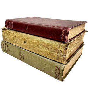Antique Book Decor Set Of 3 Hardbacks Multicolor Farmhouse Vintage Shelf Reading
